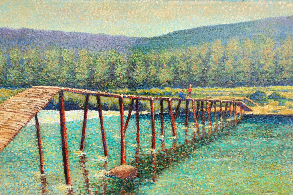 Johannes Josephus Aarts, Pointillist Landscape Oil on canvas Location unknown