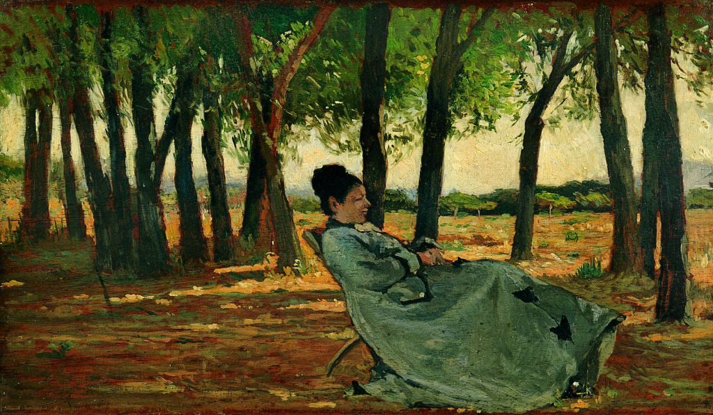 Giovanni Fattori, Signora Martelli at Castiglioncello, c 1867 Oil on panel, 7.9 x 13.8 in Museo Civico Giovanni Fattori, Livorno, Italy
