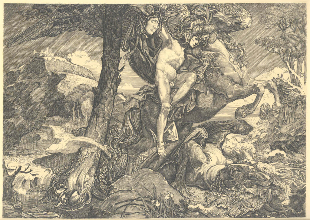 Johannes Josephus Aarts, Perseus and the Sea Monster, c 1907 Engraving Leiden University Library