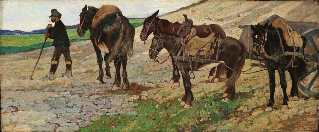 Giovanni Fattori, Muleteers Resting in Maremma, before 1908 Oil on canvas Private Collection