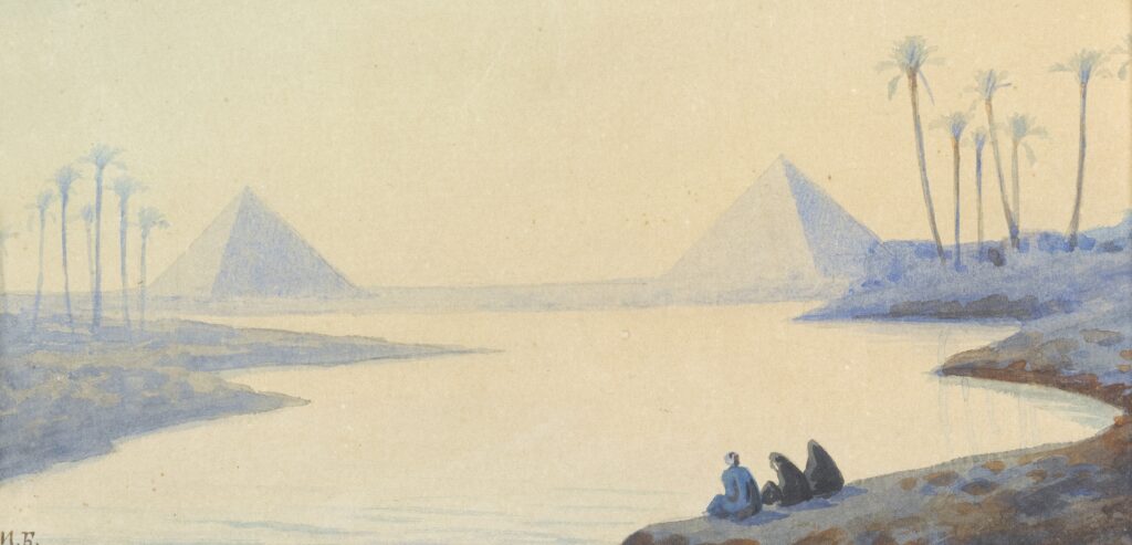 Ivan Yakovlevich Bilibin, View of the Nile, 1924 Watercolor on paper, 4.75 x 9 in Private Collection