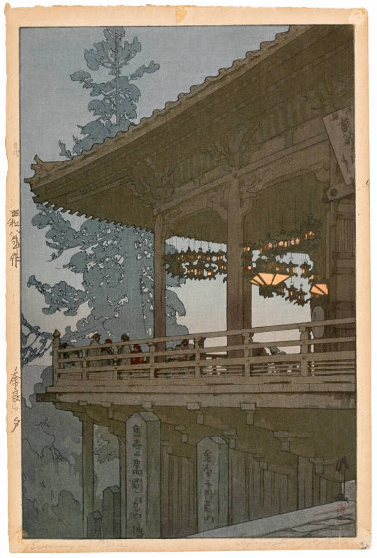 Hiroshi Yoshida, Evening in Nara, from Kansai District, 1933 Woodcut on paper, 14.8 × 9.6 in Fukuoka Art Museum