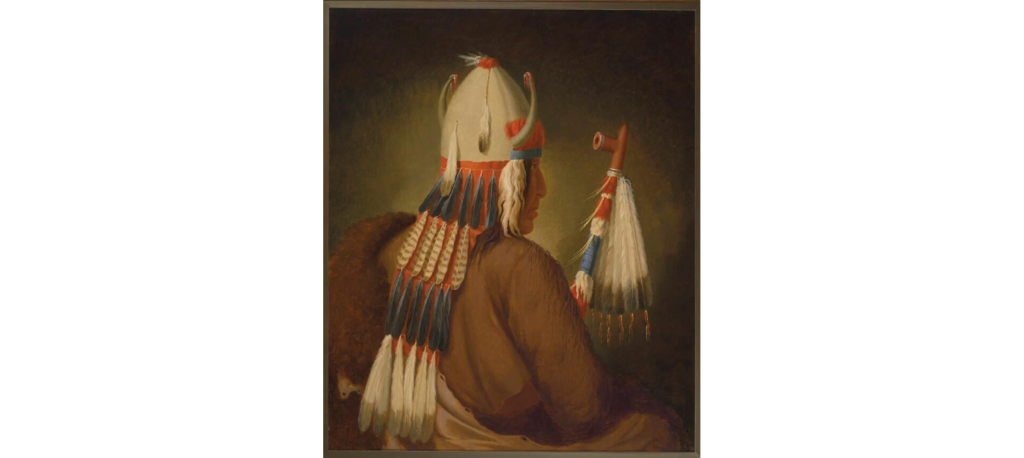 Paul Kane, The War Cap/Portrait of Chief Otisskun, The Horn, 1849–1856 Oil on canvas, 30.2 x 25.2 in Royal Ontario Museum, Toronto, Canada