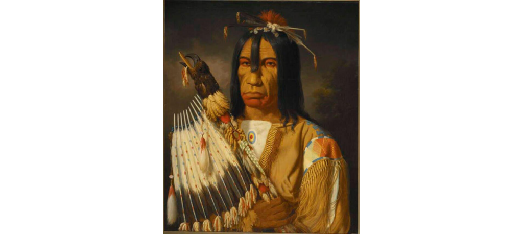 Paul Kane, Kee-akee-ka-saa-ka-wow/The man that gives the war whoop, Head Chief of the Crees, 1849–1856 Oil on canvas, 29.9 x 25 in Royal Ontario Museum, Toronto, Canada