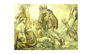 Johannes Josephus Aarts, Beggar with Peasant Family, c 1906 Ink and watercolor on paper, 8.3 x 11.4 in Kröller-Müller Museum, Otterlo