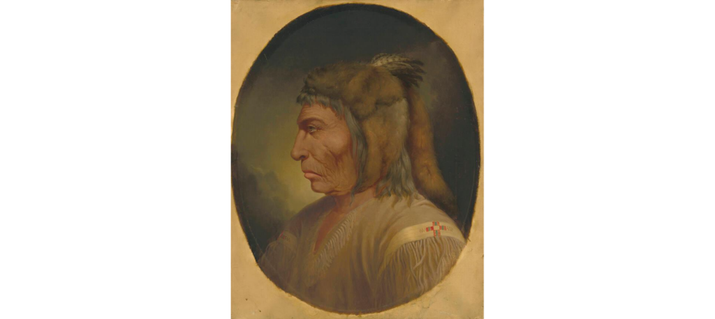 Paul Kane, An Indian of the Dalles, Columbia River/Portrait of Mancemuckt, Chief of the Skin village, 1849–1856 Oil on canvas, 25 x 20 in Royal Ontario Museum, Toronto, Canada