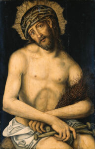Lucas Cranach the Younger, Christ the Man of Sorrows, after 1537 Oil on panel, 30.6 × 20.4 in Private Collection