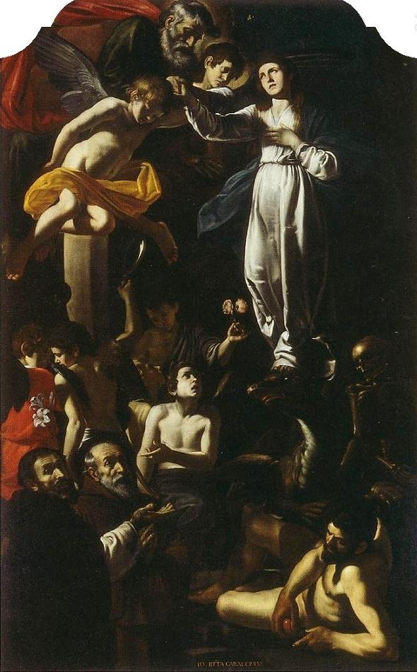 Giovanni Battista Caracciolo, Immaculate Conception with Saints Dominic and Francis of Paola, 1607–1608 Oil on canvas, 131.5 × 82.3 in Church of Santa Maria della Stella, Naples