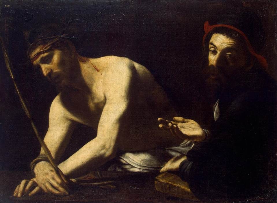Giovanni Battista Caracciolo, Christ and Caiaphas, 1611–1620 Oil on canvas, 30.7 × 40.9 in State Hermitage Museum, Saint Petersburg