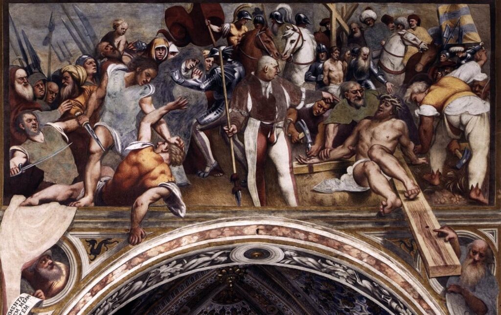 Pordenone, Christ Nailed to the Cross, 1520 Fresco Cremona Cathedral