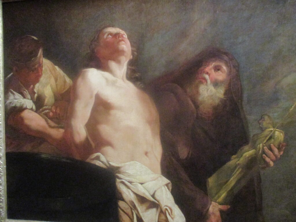 Giulia Lama, The Martyrdom of Saint John the Evangelist, 1730 Oil on canvas, 41.9 × 53.3 in Musée des Beaux-Arts, Quimper