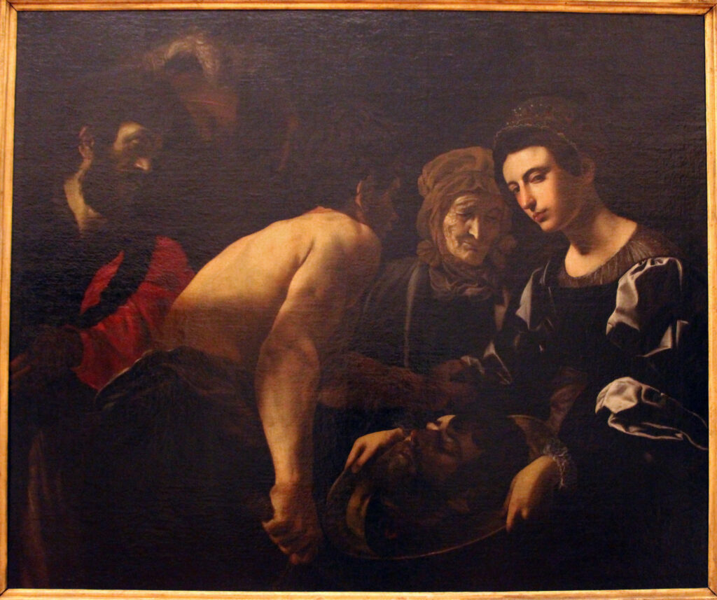Giovanni Battista Caracciolo, Salome Receives the Head of Saint John the Baptist, 1615–1620 Oil on canvas, 49.2 × 60.2 in Uffizi Gallery, Florence