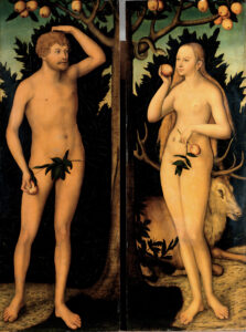 Lucas Cranach the Younger, The Fall of Man, 1549 Painting on wood, 8.5 × 6.7 in Museum of Fine Arts, Houston