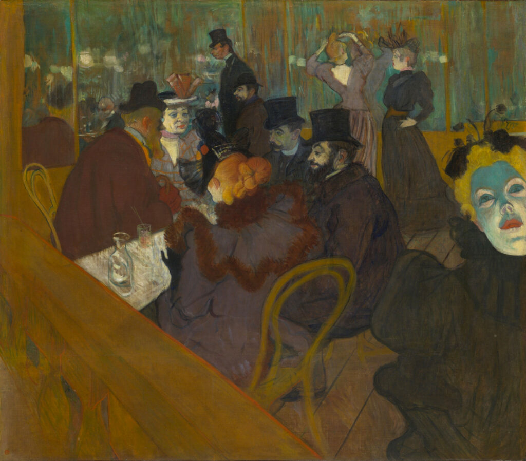 Henri de Toulouse-Lautrec, At the Moulin Rouge, 1892–1895 Oil on canvas, 48.4 × 55.5 in Art Institute of Chicago