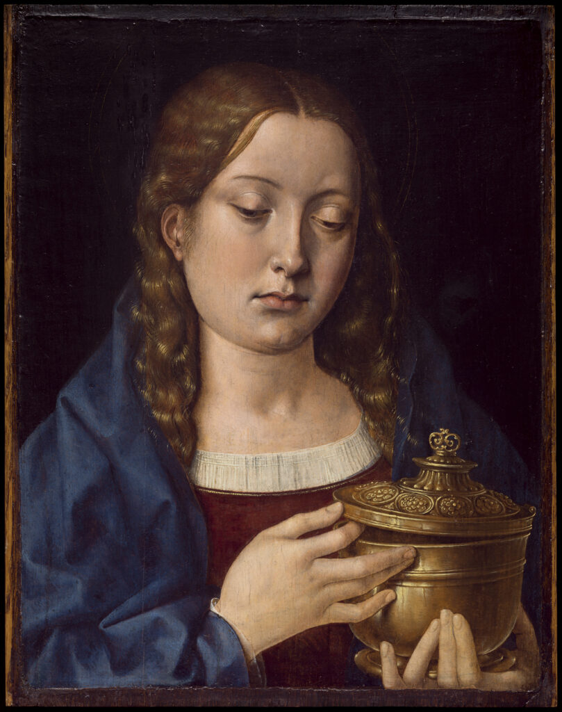 Michel Sittow, Catherine of Aragon as the Magdalene, c 1515 Oil on oak panel, 12.1 × 9.4 in Detroit Institute of Arts