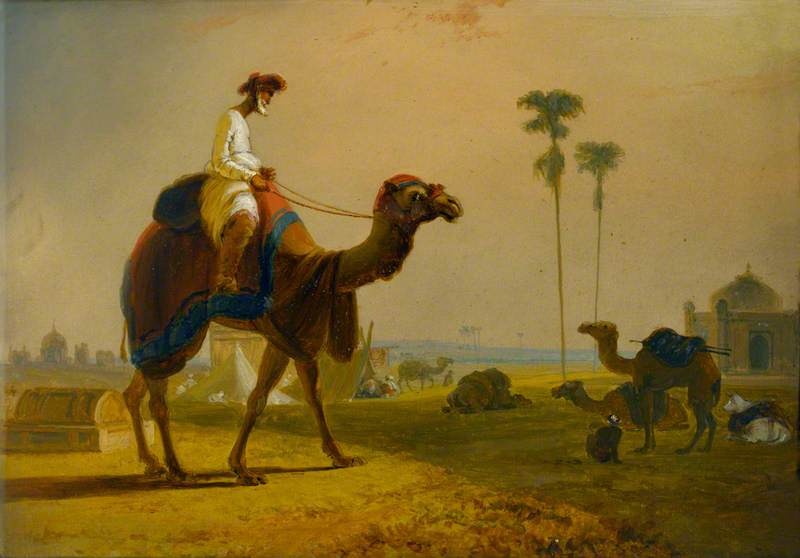 William Daniell, Scene in the East Indies: The Hirkarrah Camel, 1832 Oil on millboard, 8.4 × 11.4 in Sir John Soane’s Museum, London