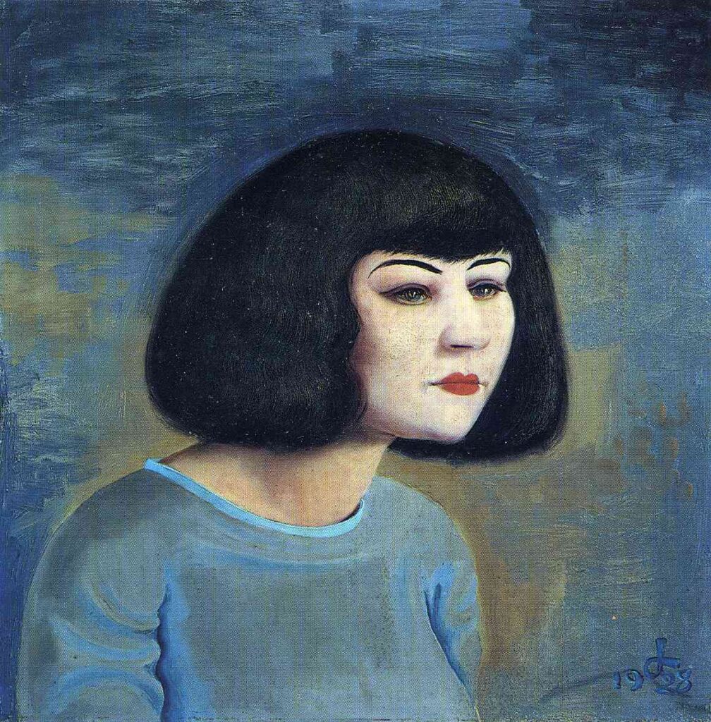 Otto Dix, Martha Dix, 1928 Mixed media on wood, 23.6 × 23.4 in Museum Folkwang, Essen