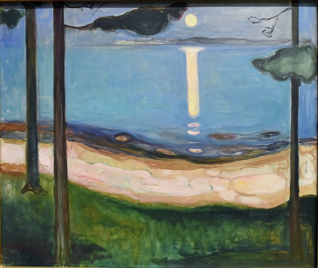 Edvard Munch, Moonlight, 1895 Oil on canvas, 36.6 × 43.3 in National Museum, Oslo