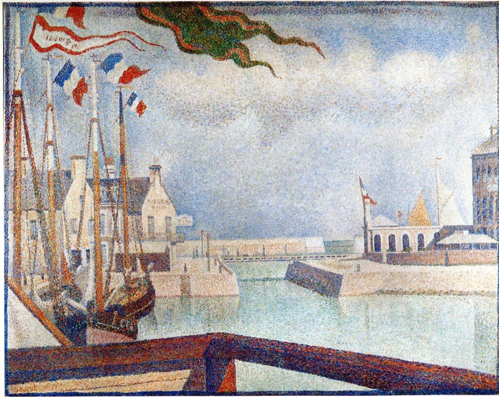 Georges Seurat, Port-en-Bessin, a Sunday, 1888 Oil on canvas, 26 × 32.3 in Kröller-Müller Museum, Otterlo