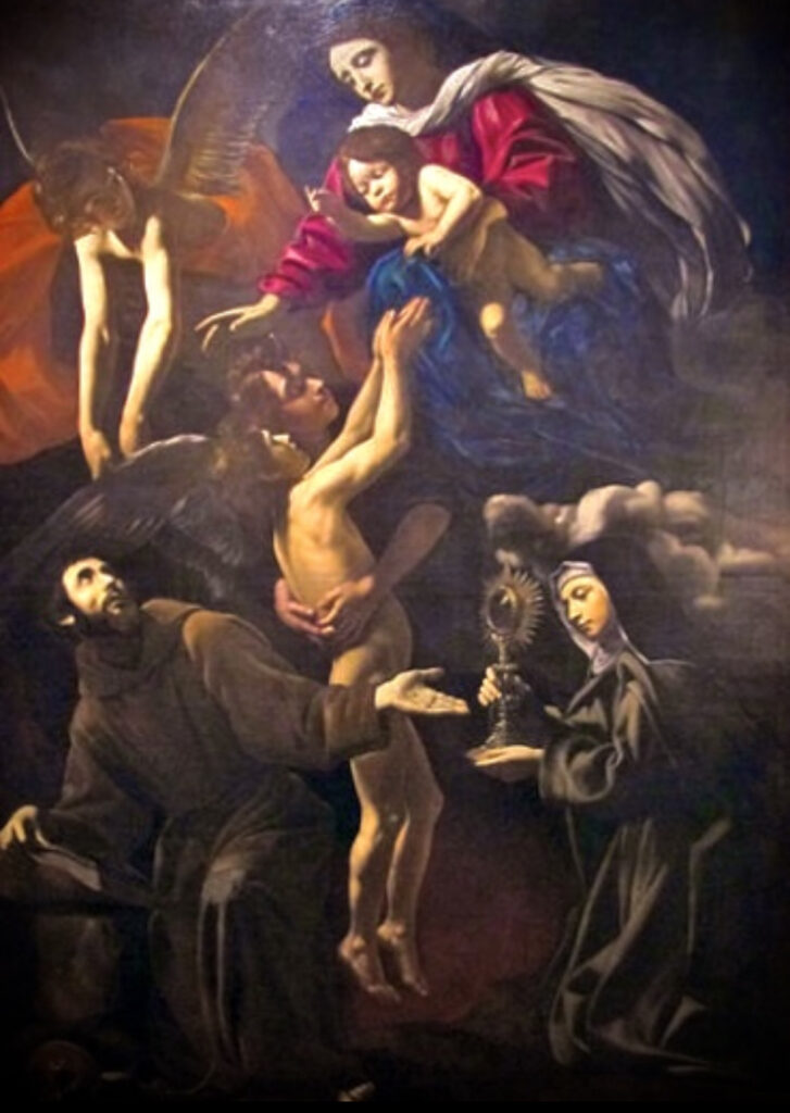 Giovanni Battista Caracciolo, Madonna of the Purification of the Soul with Saints Francis and Clare, c 1622–1625 Oil on canvas, 118.1 × 74.8 in Museo di Capodimonte, Naples