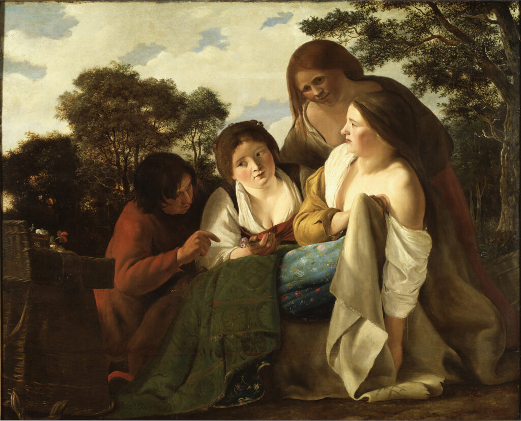 Paulus Bor, The Flower Vendor, c 1640 Oil on oak, 56.3 × 68.7 in Nationalmuseum, Stockholm