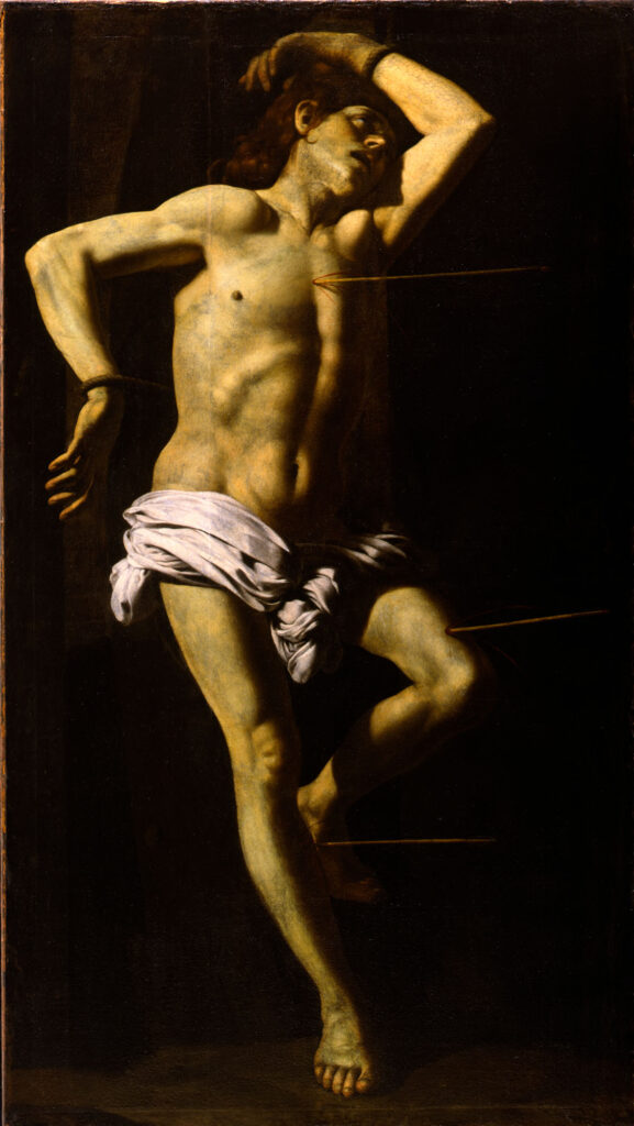 Giovanni Battista Caracciolo, The Martyrdom of Saint Sebastian, c 1625 Oil on canvas, 79.6 × 44.8 in Harvard Art Museums, Cambridge
