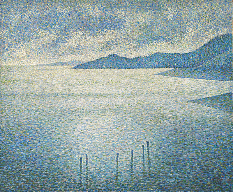 Théo van Rysselberghe, Coastal Scene, c 1892 Oil on canvas, 20.1 × 24 in National Gallery, London