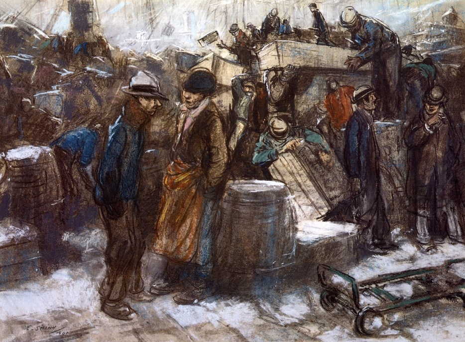 Everett Shinn, The Docks, New York City, 1901 Pastel on paper, 15.5 × 22 in Munson Museum of Art, Utica