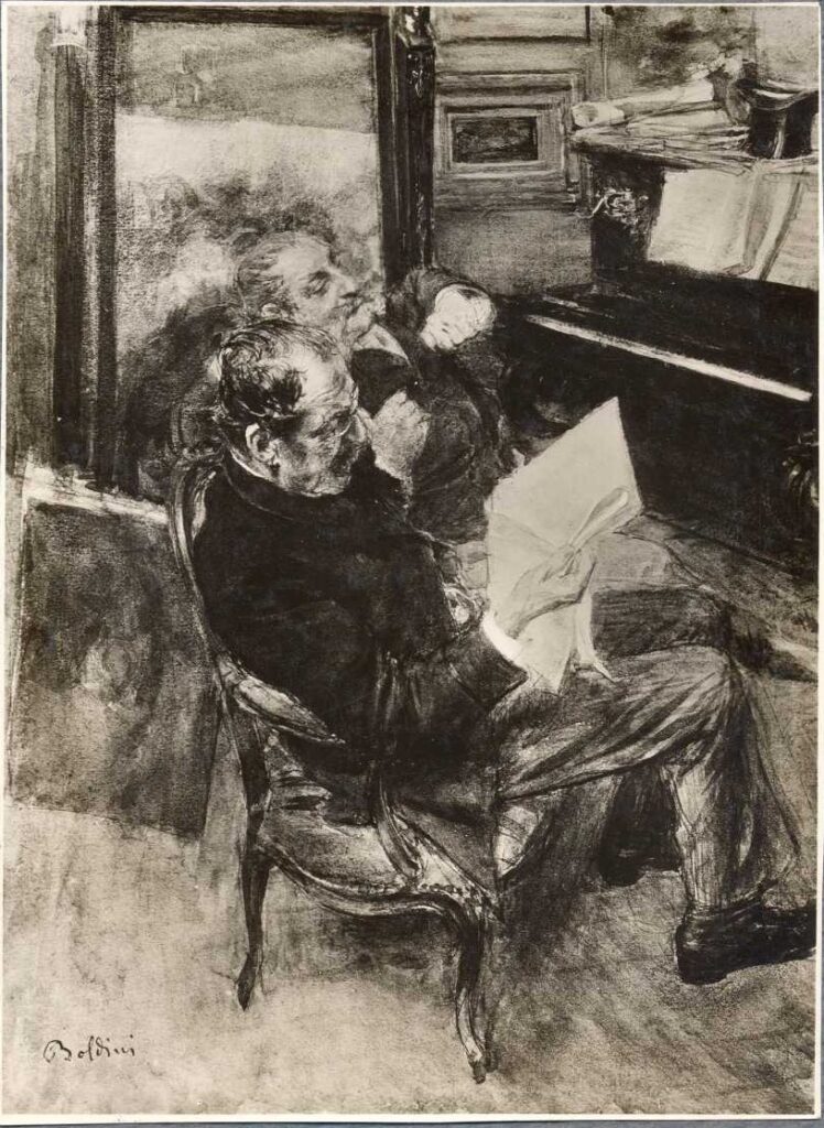 Giovanni Boldini, Latest News, 1884 Drawing on paper, 14.4 × 10 in Private Collection, Como