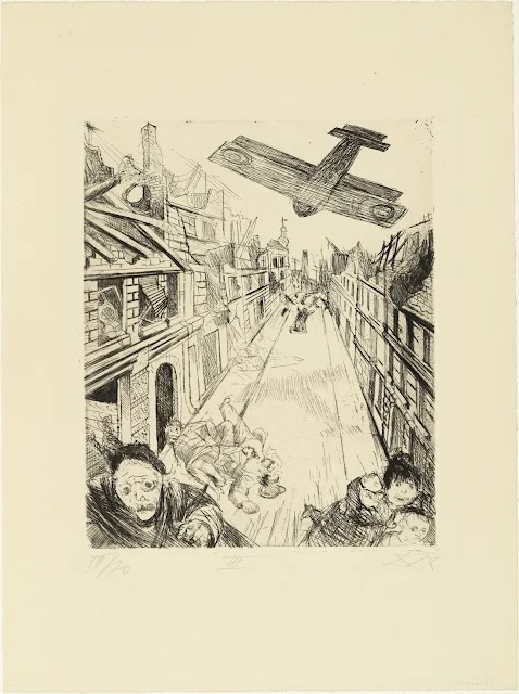 Otto Dix, Lens Being Bombed, from The War, 1924 Etching and drypoint, 11.8 × 9.6 in Museum of Modern Art, New York