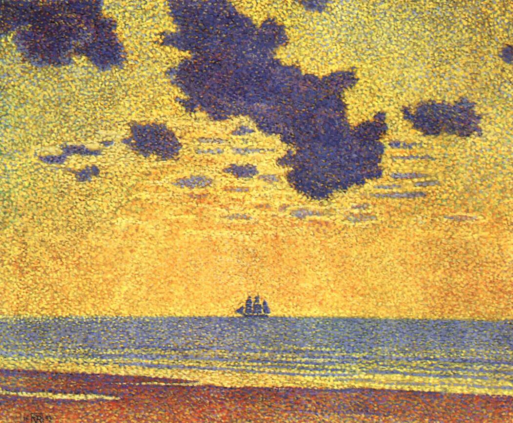 Théo van Rysselberghe, Big Clouds/Heavy Clouds, Christiania Fjord, 1893 Oil on canvas, 19.5 × 23.5 in Indianapolis Museum of Art at Newfields, Indiana