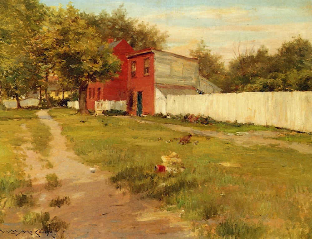 William Merritt Chase, The White Fence, undated Oil on canvas, 18 × 24 in Collection not identified