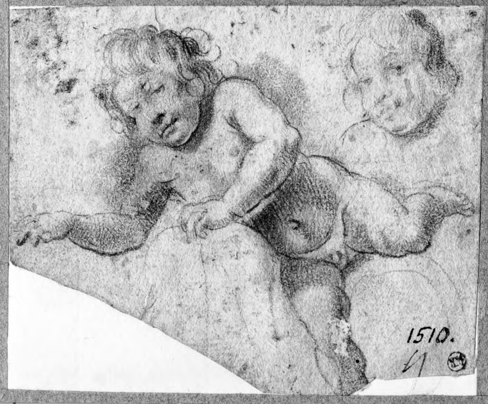 Giovanni Battista Caracciolo, Baby, 1610–1619 Red chalk on green paper, 3.1 × 3.9 in Nationalmuseum, Stockholm