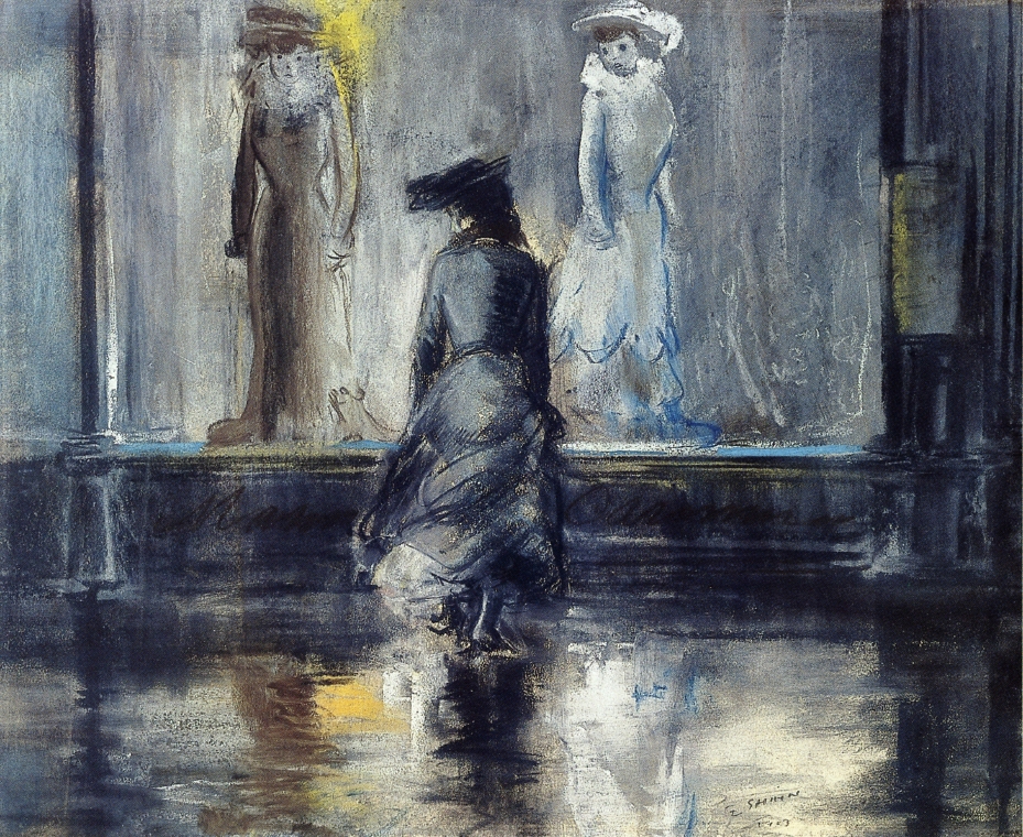 Everett Shinn, Window Shopping, 1903 Pastel on paper, 14.3 × 18 in Private Collection