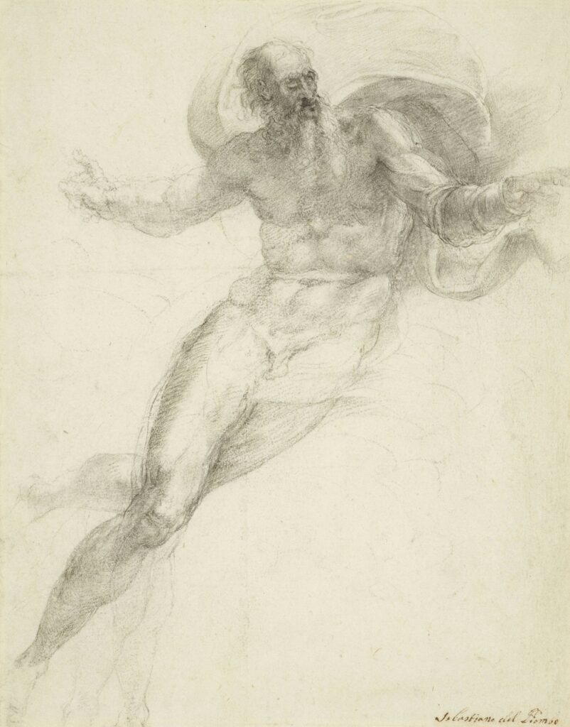 Sebastiano del Piombo, God the Father, c 1532 Black chalk heightened with white on paper, 11.9 × 9.3 in Royal Collection, UK