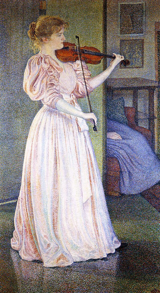 Théo van Rysselberghe, Portrait of Irma Sèthe, 1894 Oil on canvas, 77.6 × 45.1 in Musée du Petit Palais, Geneva, Switzerland