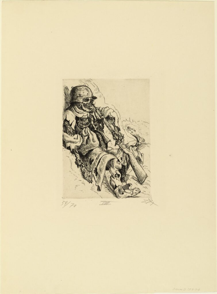 Otto Dix, Dead Man (St. Clément), from The War, 1924 Etching, aquatint and drypoint, 11.8 × 10.1 in Museum of Modern Art, New York