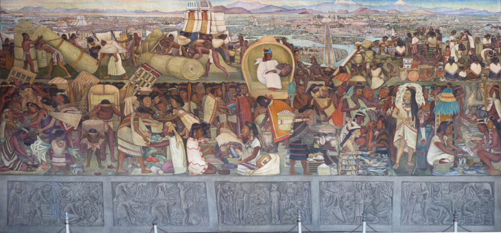 Diego Rivera, The Great City of Tenochtitlan, 1945 Fresco National Palace, Mexico City