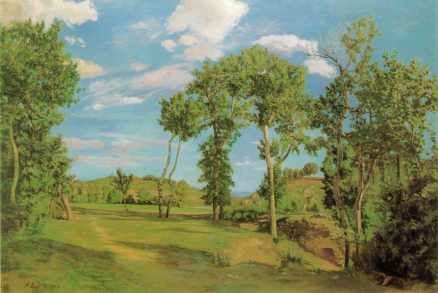 Frédéric Bazille, Landscape on the Banks of the Lez, 1870 Oil on canvas, 54 × 79 in Minneapolis Institute of Art