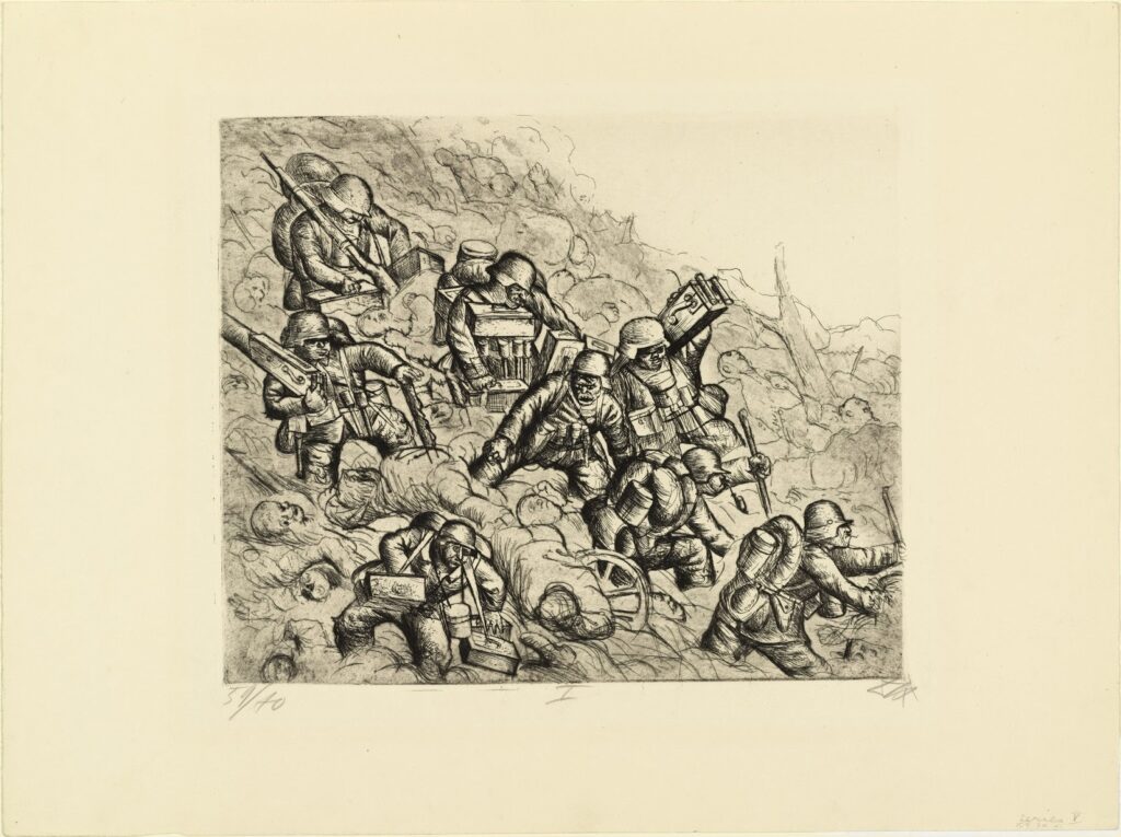 Otto Dix, Ration Carrying near Pilkem, from The War, 1924 Etching and aquatint, 9.7 × 11.6 in Museum of Modern Art, New York