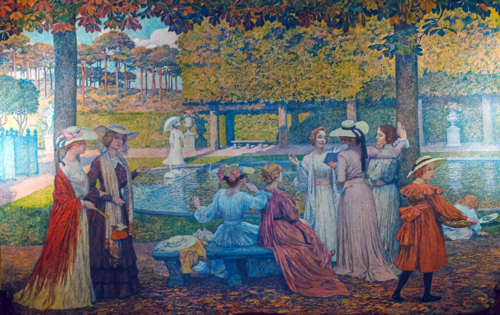 Théo van Rysselberghe, Reading in the Park, 1902 Oil on canvas, 126 × 176.4 in Hôtel Solvay, Brussels