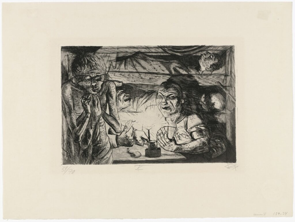 Otto Dix, Canteen in Haplincourt, from The War, 1924 Etching, 7.8 × 10.2 in Museum of Modern Art, New York