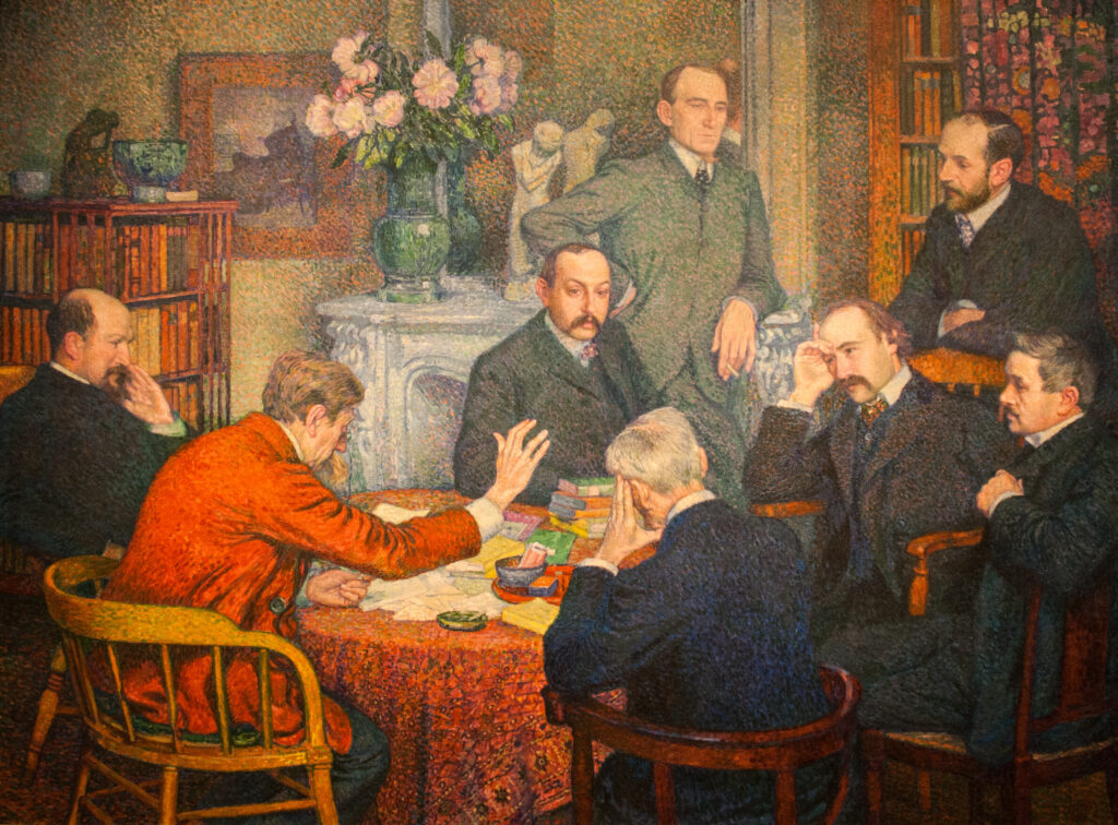 Théo van Rysselberghe, The Lecture by Émile Verhaeren, 1903 Oil on canvas, 71.3 × 94.9 in Museum of Fine Arts Ghent, Belgium