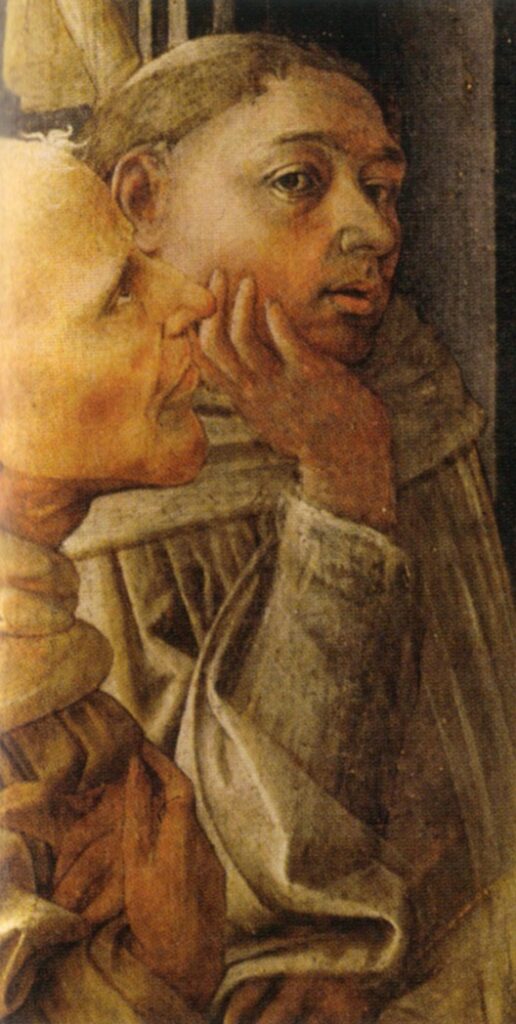 Filippo Lippi, Self-Portrait (Detail from The Coronation of the Virgin), c 1439–1447 Tempera on wood Uffizi Gallery, Florence