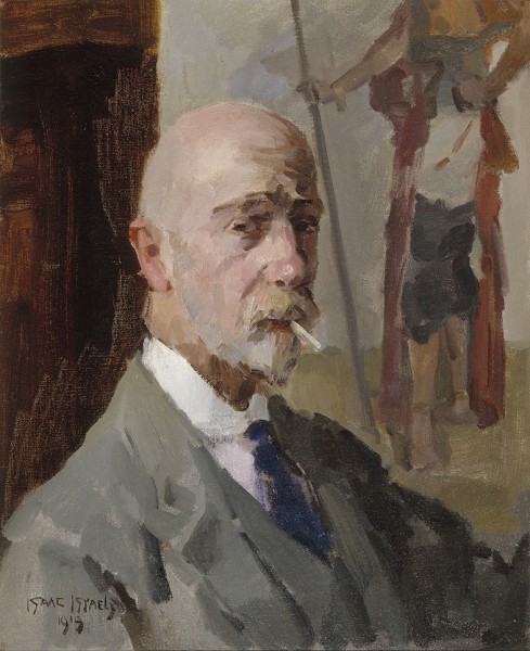 Isaac Israëls, Self-Portrait with a Portrait of Raden Mas Jodjana in the Background, 1919 Oil on canvas, 19.8 × 15.9 in The Mesdag Collection, The Hague, Netherlands