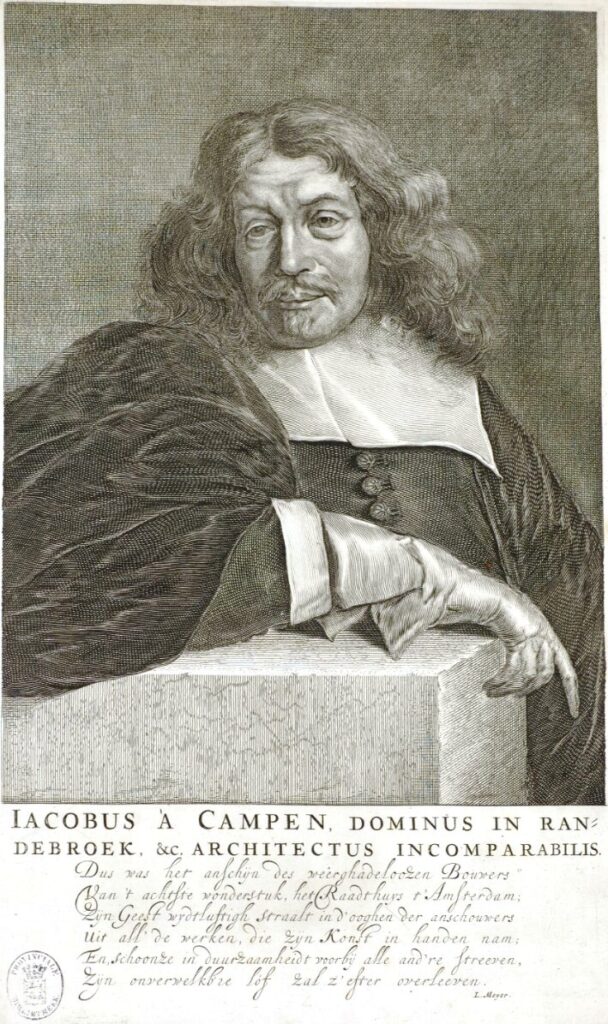Portrait of Jacob van Campen, 1665 Engraving Netherlands