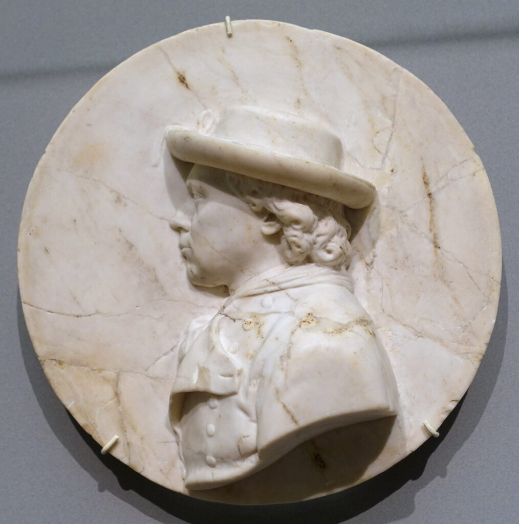 Franz Xaver Messerschmidt, Self-Portrait, c 1780 Alabaster medallion, 5.7 × 5.7 in Bode-Museum, Staatliche Museen zu Berlin