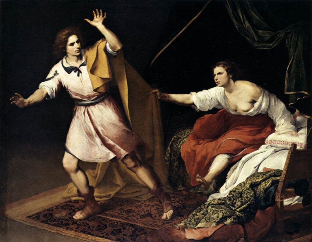 Bartolomé Esteban Murillo, Joseph and Potiphar’s Wife, 1640–1645 Oil on canvas, 77.4 × 96.6 in Old Masters Picture Gallery, Kassel