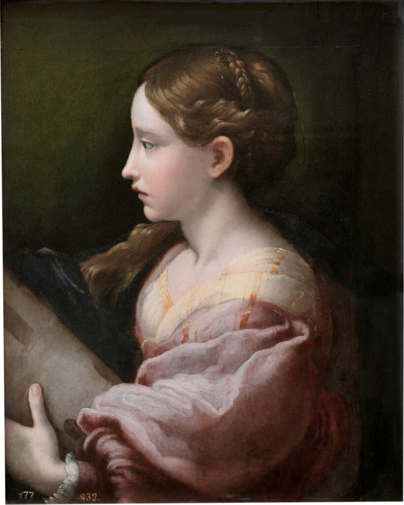 Parmigianino, Saint Barbara, c 1522 Oil on panel, 18.9 × 15.4 in Museo del Prado, Madrid