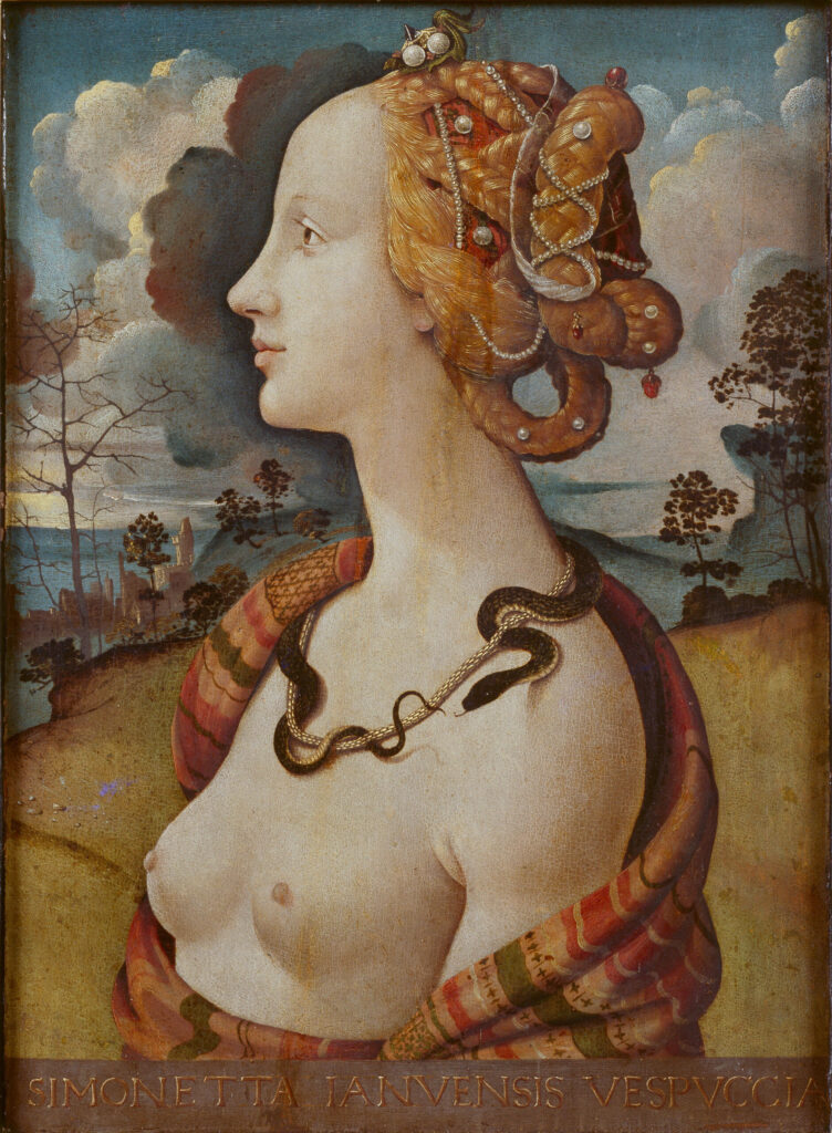 Piero di Cosimo, Portrait of a Woman, Said to Be Simonetta Vespucci, c 1480 Tempera on panel, 22.4 × 16.5 in Musée Condé, Chantilly, France